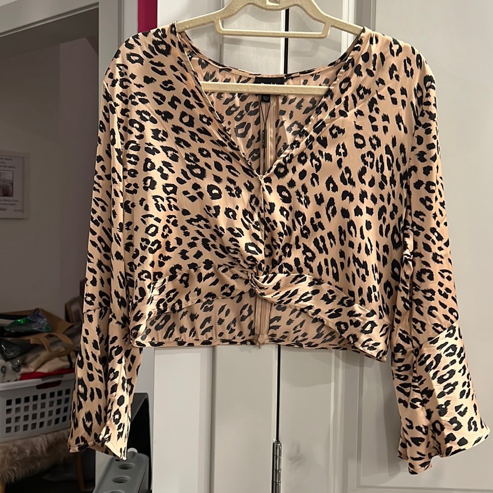 Bardot Twist Leopard Top